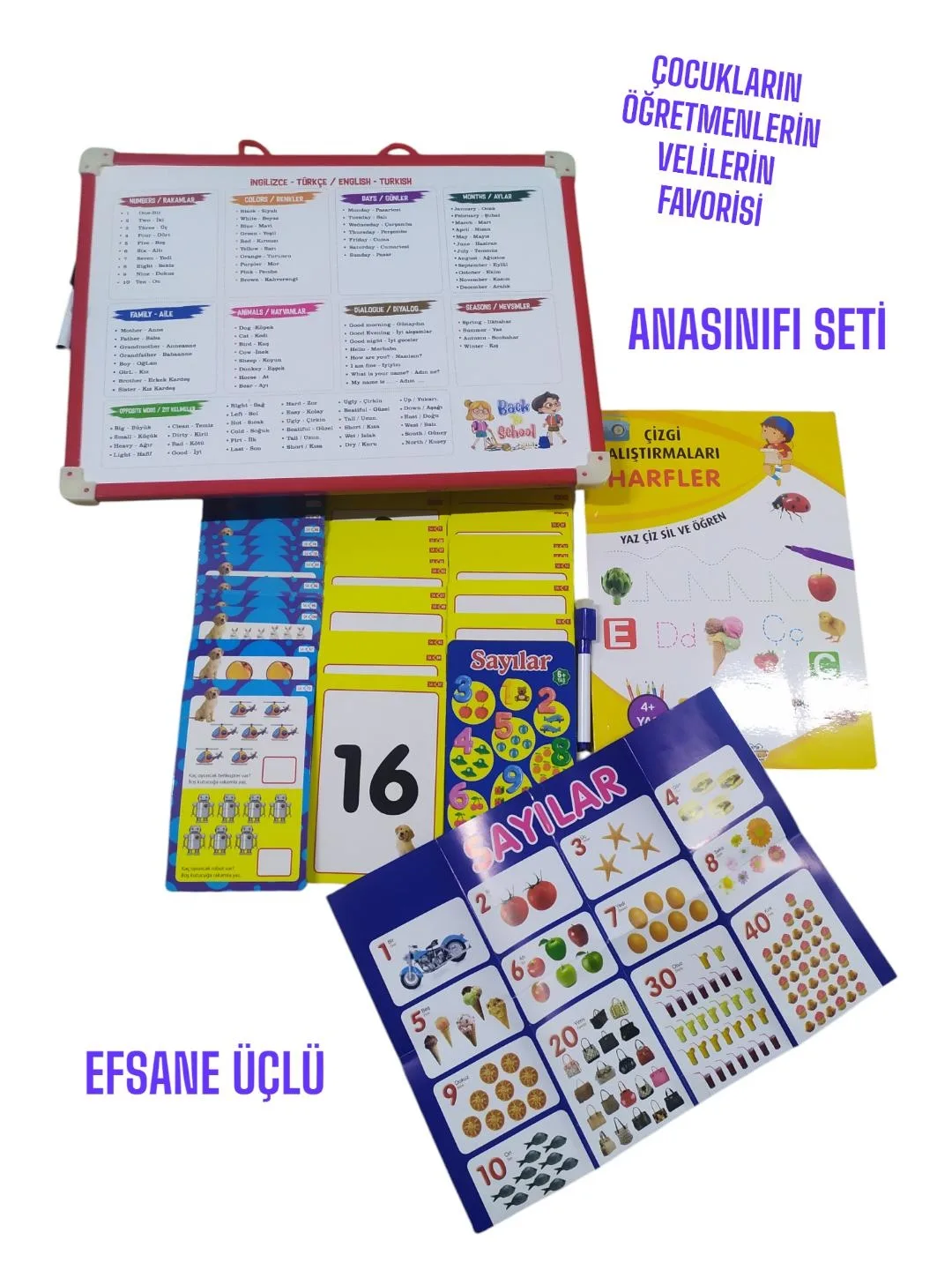 Anasınıfı Sayı Harf ve Çizgi Alıştırma Seti - Üçlü Set - EĞLEN VE ÖĞREN SET
