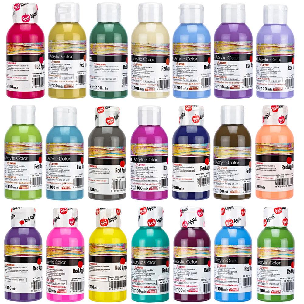 Red Apple Akrilik Boya Seti - 100ml Şişe (21 Renk için Seçeneği) | 3m1e Dükkan ürün görseli