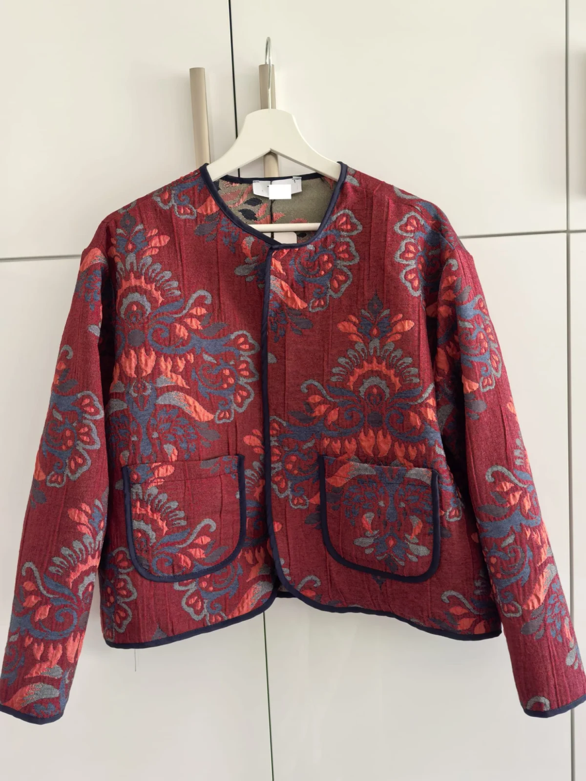 Liva Etnik Desenli Jakarlı Ceket - Bordo