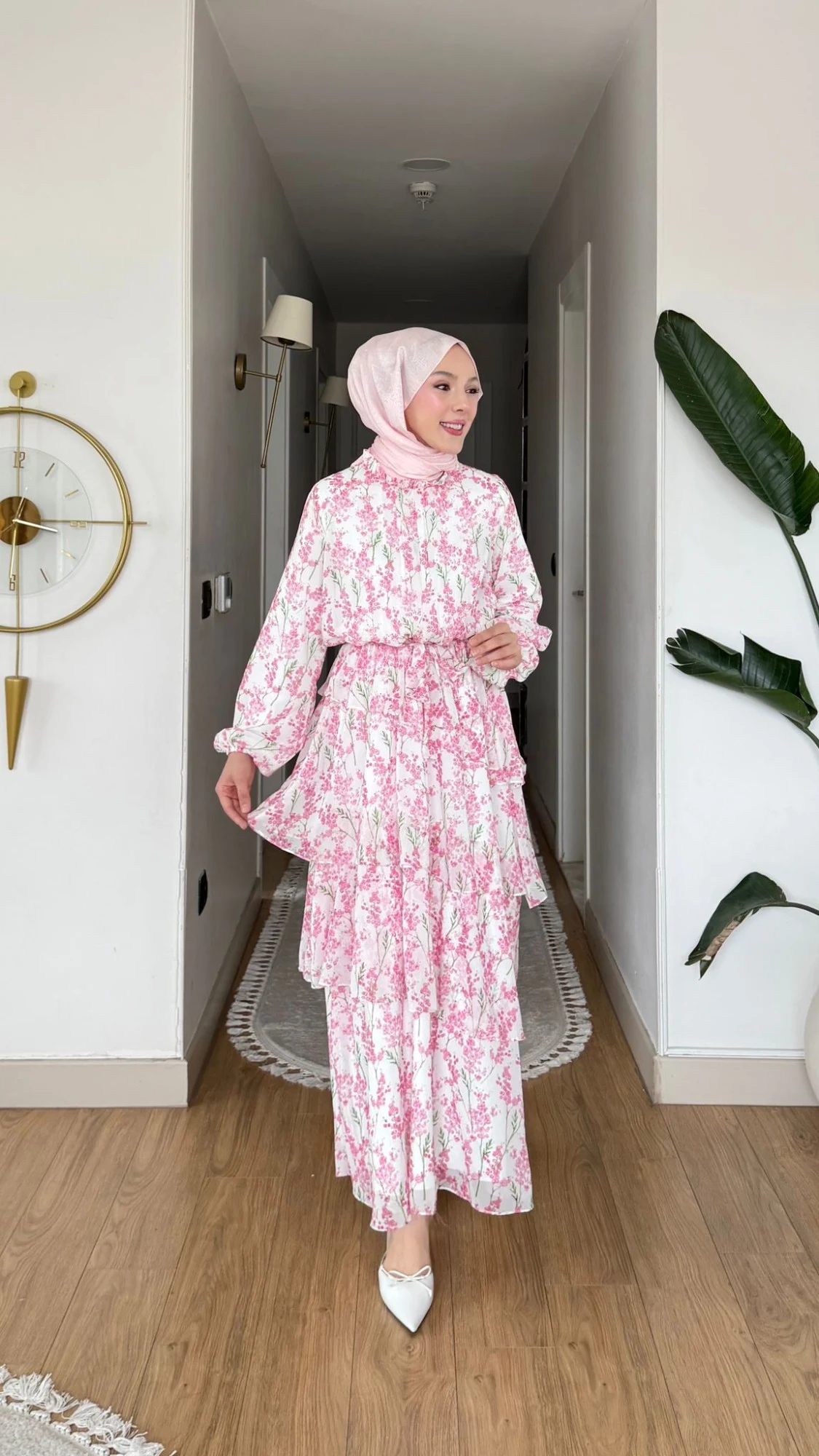 Mimoza Şifon Elbise - Pembe
