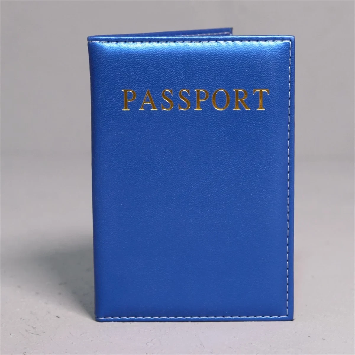 Pasaport Kılıfı Koyu Mavi Suni Deri Parlak