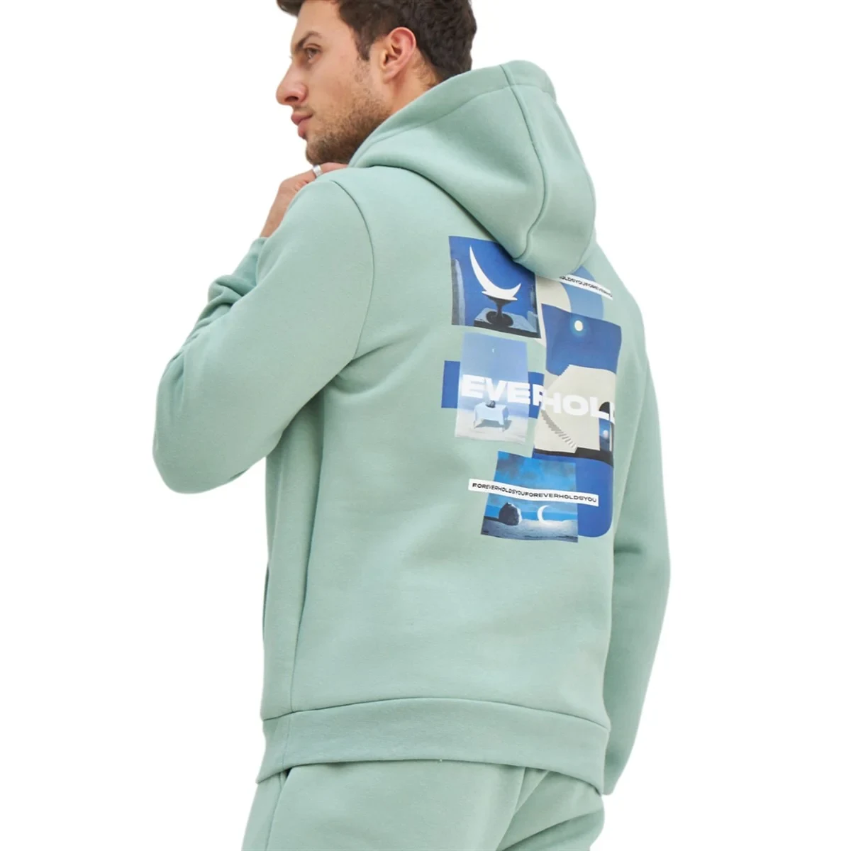 Yeşil Kapişonlu Unisex Sweatshirt