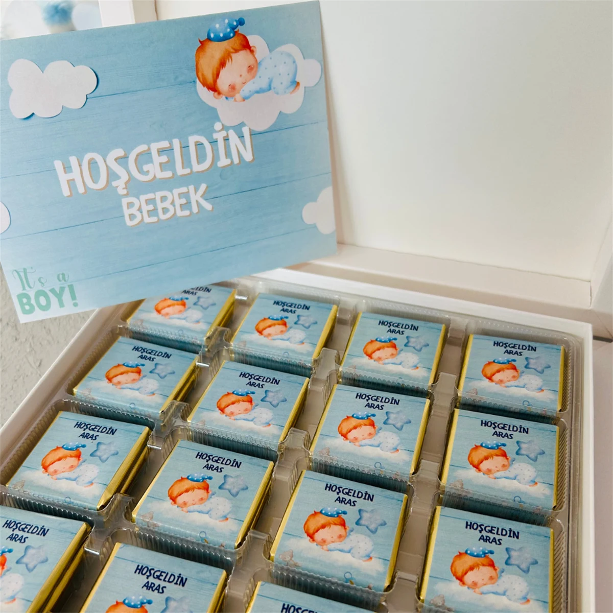 Hoşgeldin Bebek Çikolatası Hediye Erkek Bebek
