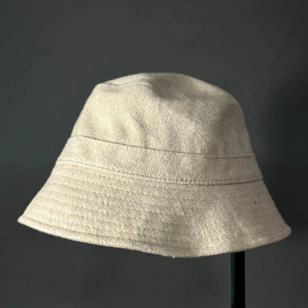 Unisex Kaşe Bucket Şapka Bej
